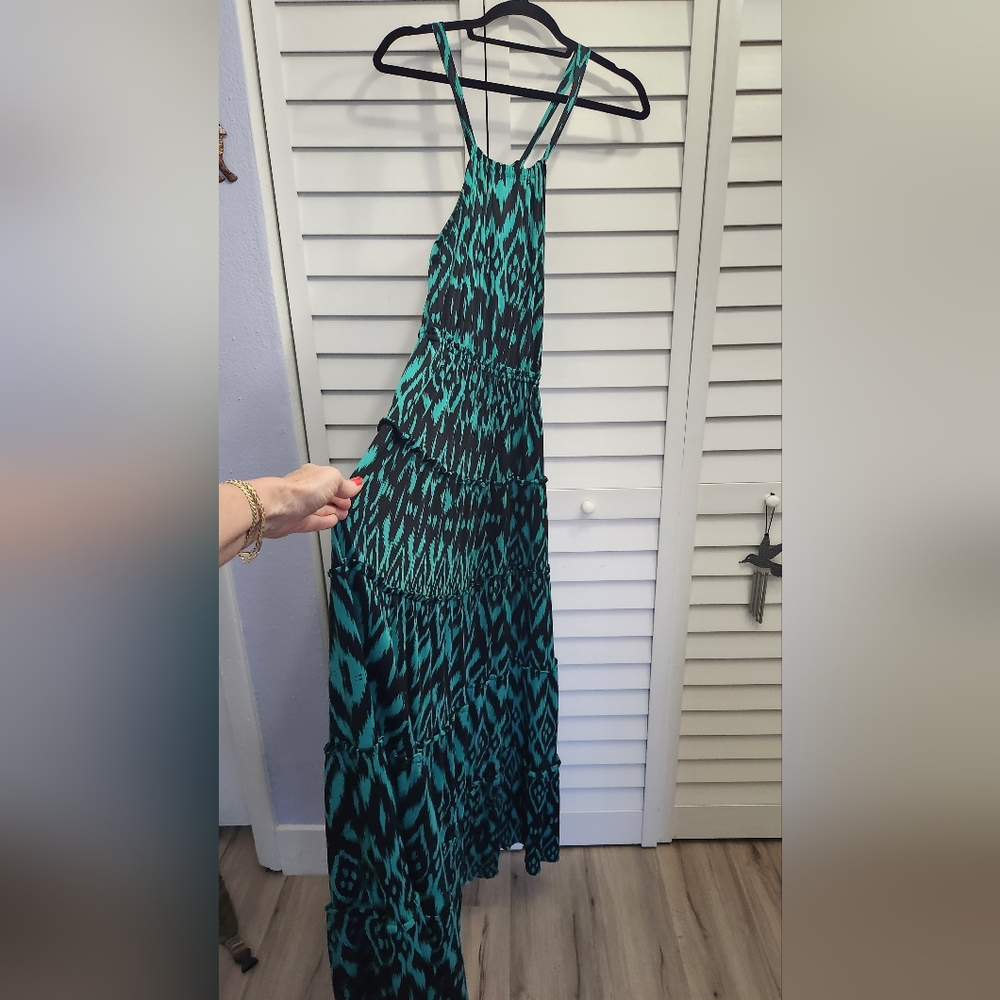 Long Green and Black Maxi M or L Dress